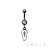 316L SURGICAL STEEL COFFIN DANGLE BELLY BUTTON NAVEL RING 